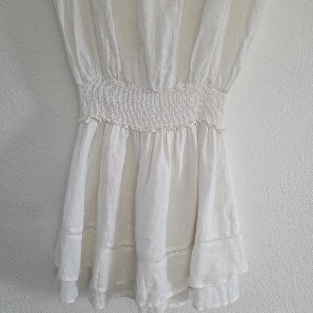 Rails Angelina White Lace Detail Dress Linen Rayon Womens Size Medium - Picture 11 of 12